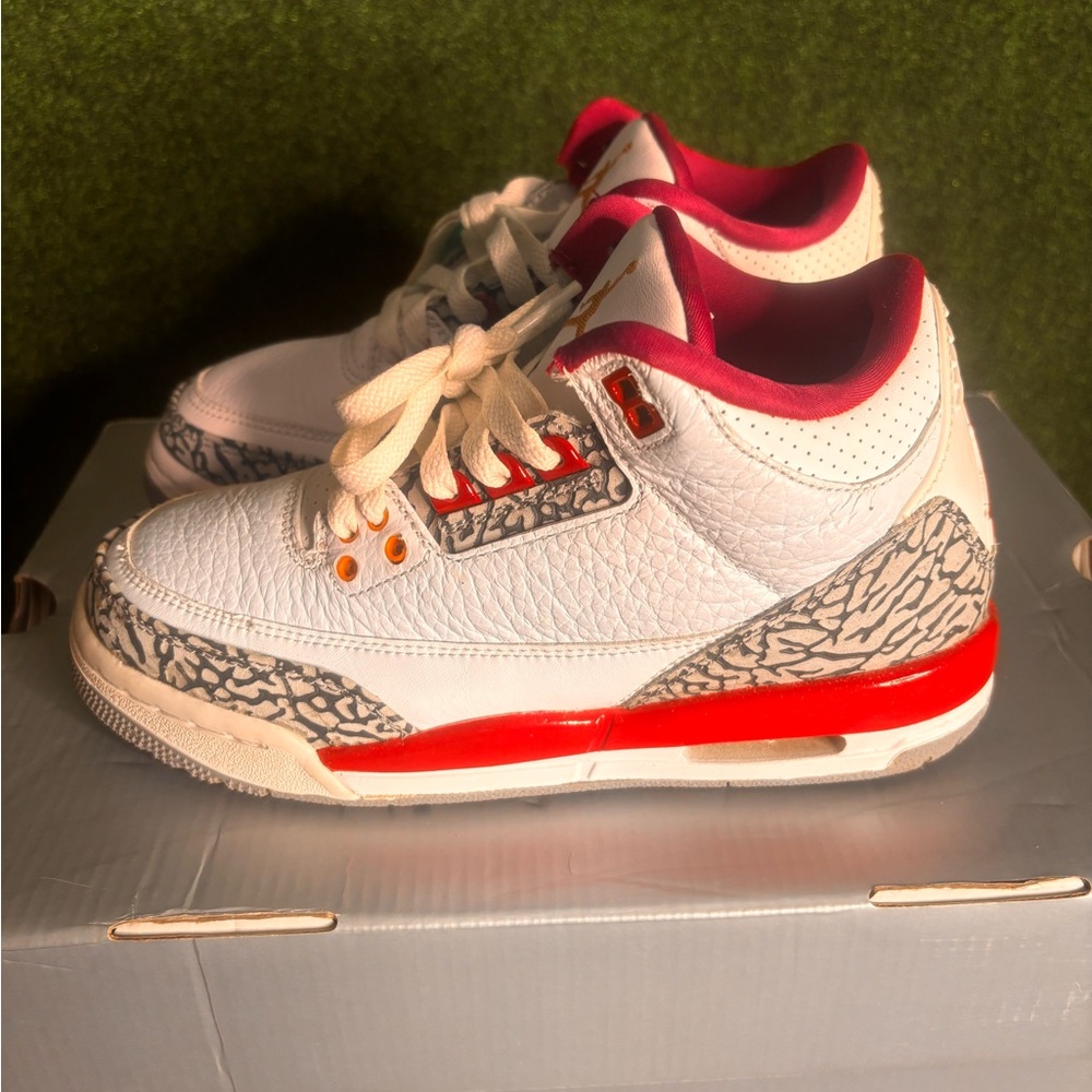 Jordan Kids Sneakers White and Red with Gray Pattern